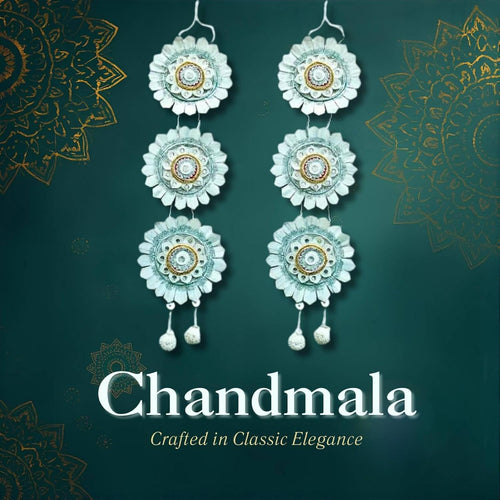 Bengal Handicrafts & Handlooms Natural Shola Chand Mala (শোলার চাঁদমালা) for Durga Puja, Lakshmi Puja & Saraswati Puja | Handmade Bengali Shola Puja Decoration | Traditional Chandmala | 2 Mala Set