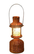 Bengal Handicrafts & Handlooms Bamboo Decorative Lantern Light | 5W Warm LED Table & Hanging Lamp | Handcrafted Straight Bamboo Home Décor Light | AC/DC Powered | Brown