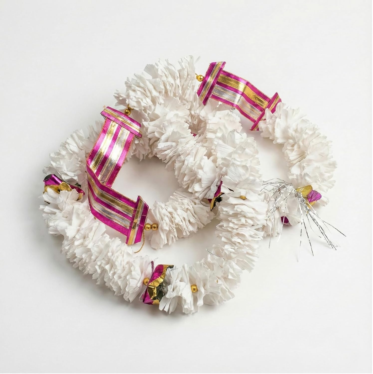 Sholar Topor/Sholar Mukut (শোলার টোপর / মুকুট) – Traditional Bengali Hindu Wedding & Annaprasan Crown | Natural Shola, Ultra-Lightweight | with Shola Garland & Dolangi (Golden)